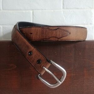 4/$20 Vintage Mens brown leather belt silver buckle 32